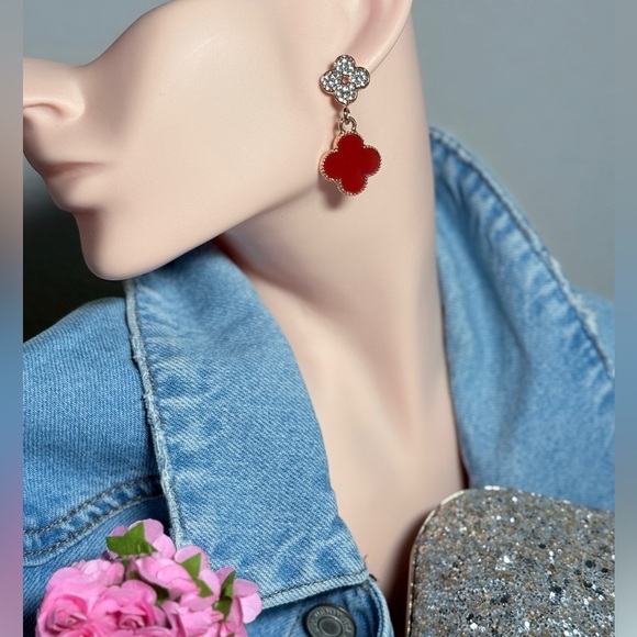 ⚜️ Alhambra Style  Cloves Earrings with Zirconia 💎 - Picture 4 of 5